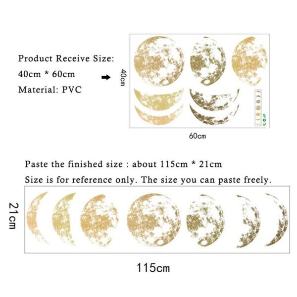 Creative Moon phase 3D Wall Sticker Home living room wall decoration Mural Art Decals background decor Moon stickers  Wall Decor