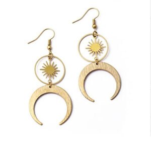 Crescent Moon Drop Earrings Celestial Boho Jewelry