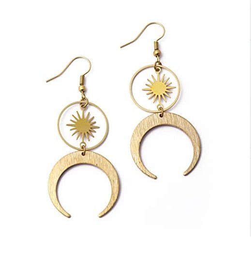 Crescent Moon Drop Earrings Celestial Boho Jewelry
