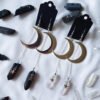 Crescent Moon Quartz Stone Dangle Earring Celestial Gift for Women