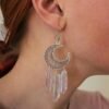 Crescent Moon Quartz Stone Dangle Earrings Celestial Jewelry For Gift