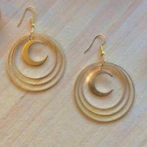 Crescent Moon Universe Earrings Brass Celestial Witch Gothic Jewelry For Women