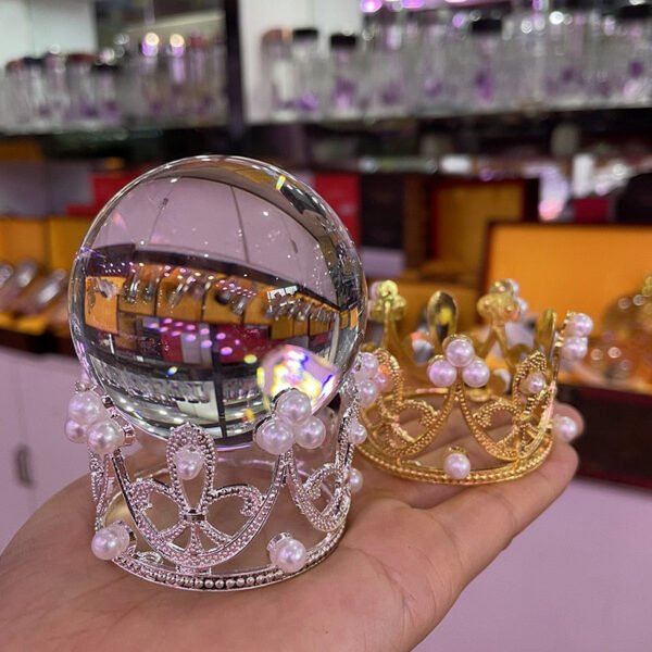 Crown Metal Crystal Ball Holder Sphere Display Stand Desktop Home Decoration Photography Props