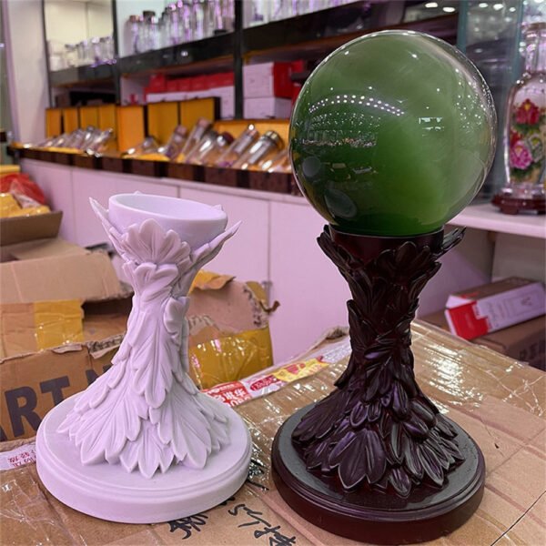 Crystal Ball Base Embos Carved Feather Resin Pendulum Stand Magic Ball Display Bracket Home Decoration Accessories