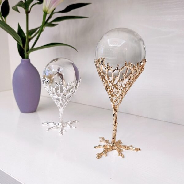 Crystal Ball Base Mesh Wine Glass Alloy Magic Sphere Display Stand Living Room Wine Cabinet Home Decoration Photography Props