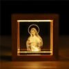 Crystal Carved 3D Jesus Cross Wooden Home Decoration Holy Family Nightlight USB Catholic Church Decor