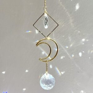 Crystal Crescent Moon Geometry Crystal Prism Windows Hanging Celestial Occult Gift
