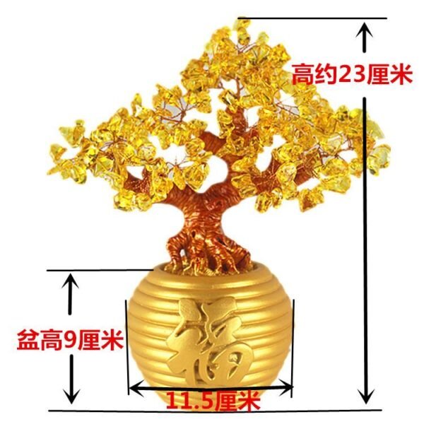 Magicun Crystal~Crystal Lucky Money Fortune Tree LUCKY Fortune Wealth Chinese Golden Home Office Decoration Best Gifts Tabletop Ornament Crafts
