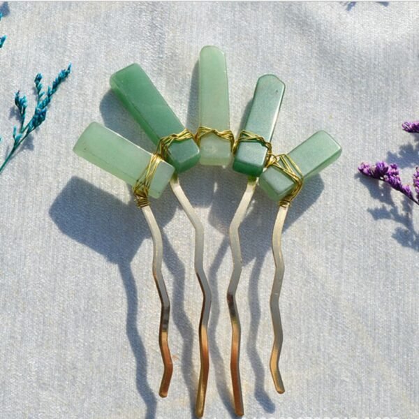 Crystal Pure Copper Hair Stick Amethyst Pink Crystal Raw Crystal  Hairpin Jewelry Bride Wedding Party Gift