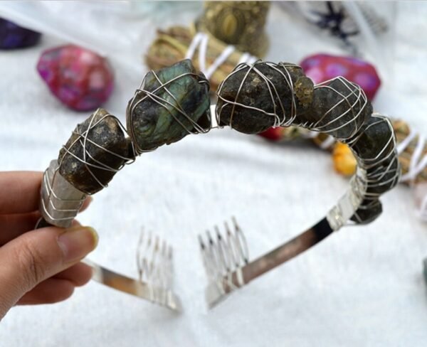 Crystal Rough Stone Crown Raw Crystal Irregular Quartz  Amethyst Seven Chakra Hair Band BOHO Gift