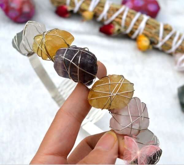 Crystal Rough Stone Crown Raw Crystal Irregular Quartz  Amethyst Seven Chakra Hair Band BOHO Gift