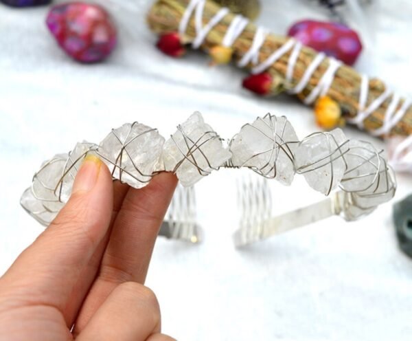 Crystal Rough Stone Crown Raw Crystal Irregular Quartz  Amethyst Seven Chakra Hair Band BOHO Gift