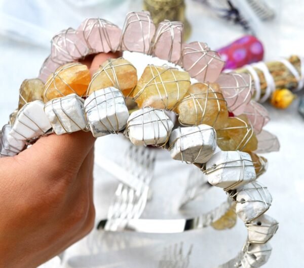 Crystal Rough Stone Crown Raw Crystal Irregular Quartz  Amethyst Seven Chakra Hair Band BOHO Gift