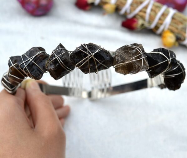 Crystal Rough Stone Crown Raw Crystal Irregular Quartz  Amethyst Seven Chakra Hair Band BOHO Gift