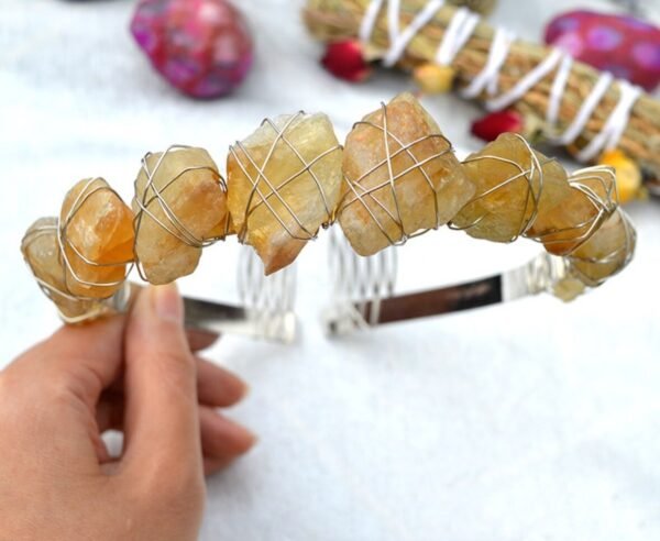 Crystal Rough Stone Crown Raw Crystal Irregular Quartz  Amethyst Seven Chakra Hair Band BOHO Gift