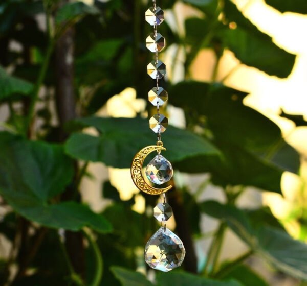 Crystal Suncatcher Crescent Moon Window Hanging Rainbow Maker Door Hanging For Home Decor