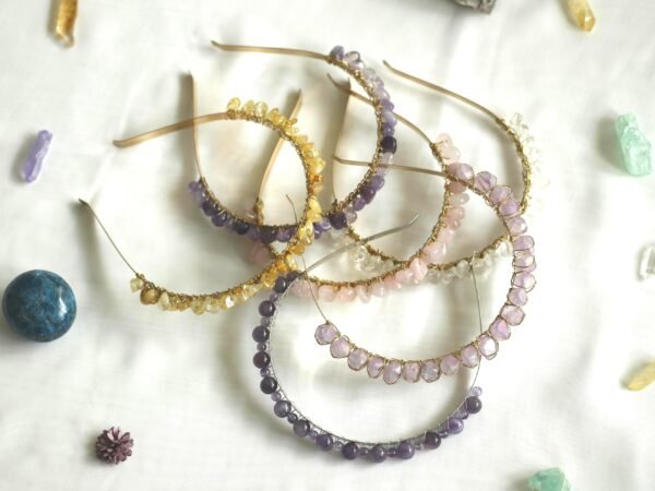 Crystal crown made of rough stone, raw crystal purple crystal headband, , gifts