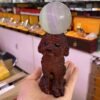 Cute Teddy Dog Resin Statue Crafts Crystal Ball Base Sphere Display Stand Home Decor Office Ornaments