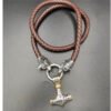 Viking Magic~stainless steel wolf head leather chain VIKING Thor's hammer PENDANT men's necklace JEWELRY
