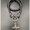 Viking Magic~stainless steel wolf head leather chain VIKING Thor's hammer PENDANT men's necklace JEWELRY