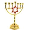 David Star Menorah Home Decoration Jewish 7 Branch Hanukkah Gold Color Alloy Judaism Church Utensils Candelabra