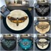 Death Moth Area Rug Gothic Skull Round Floor Mat Butterfly Moon Living Room Carpet Bathroom Kitchen Rug Doormat