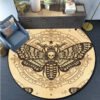 Death Moth Area Rug Gothic Skull Round Floor Mat Butterfly Moon Living Room Carpet Bathroom Kitchen Rug Doormat