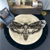 Death Moth Area Rug Gothic Skull Round Floor Mat Butterfly Moon Living Room Carpet Bathroom Kitchen Rug Doormat