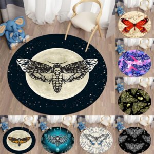 Death Moth Carpets Area Rug Gothic Skull Round Carpet Floor Mat  Rug Mat