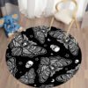 Death Moth Carpets Area Rug Gothic Skull Round Carpet Floor Mat  Rug Mat