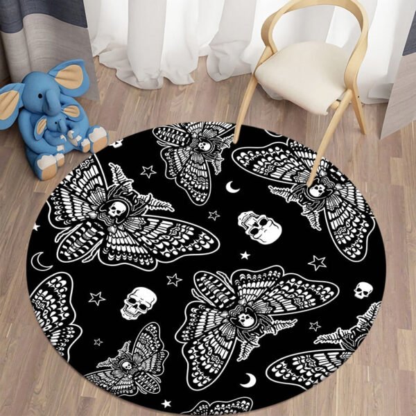 Death Moth Carpets Area Rug Gothic Skull Round Carpet Floor Mat  Rug Mat