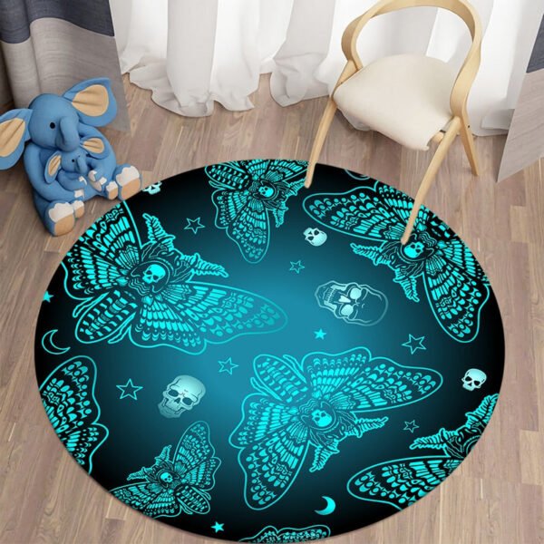 Death Moth Carpets Area Rug Gothic Skull Round Carpet Floor Mat  Rug Mat