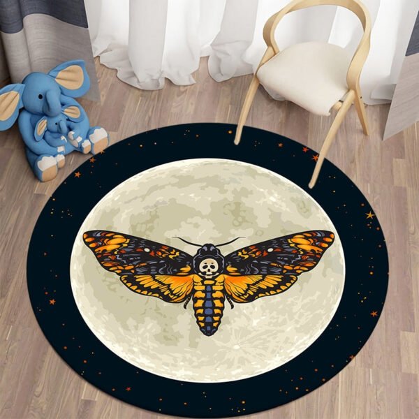 Death Moth Carpets Area Rug Gothic Skull Round Carpet Floor Mat  Rug Mat
