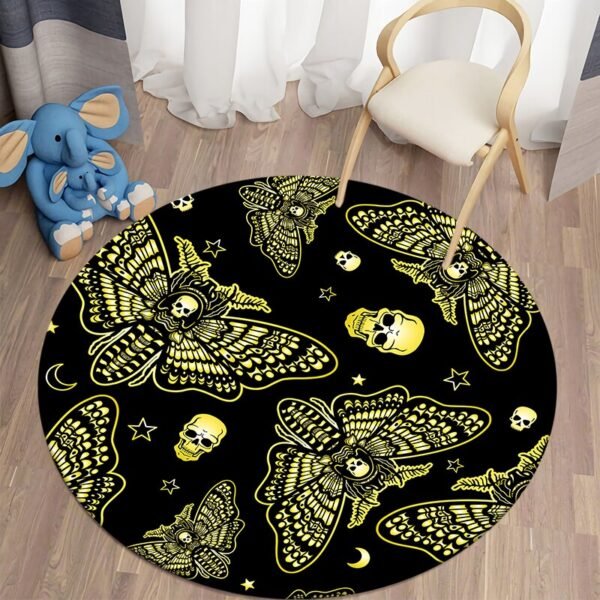 Death Moth Carpets Area Rug Gothic Skull Round Carpet Floor Mat  Rug Mat