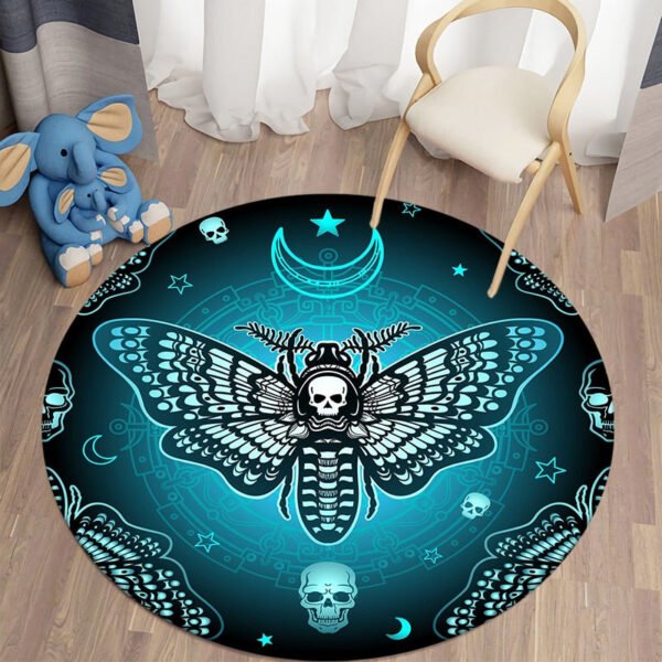 Death Moth Carpets Area Rug Gothic Skull Round Carpet Floor Mat  Rug Mat