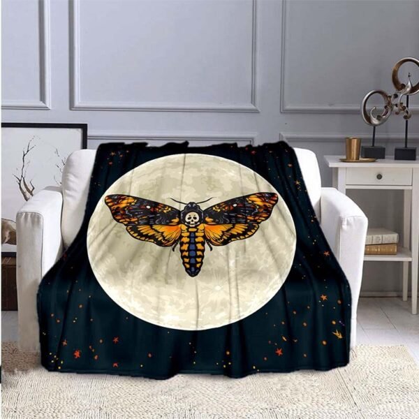Death Moth Skull head Pattern Blanket Throw Blanket Gift Coca-Cola Flannel Blanket Warm Plush Throw for Bed Sofa Couch