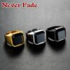 Magic Ring~Dignified Black Carnelian Stainless Steel Golden Square Signet Ring for Men Pinky Rings Male Wealth and Rich Status Jewelry
