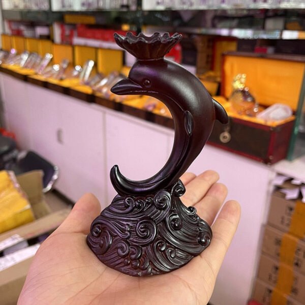 Dolphin Resin Statue Crystal Ball Holder Sphere Display Stand Sculpture Figurines Desktop Home Ornament for 2-5cm Balls