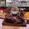 Double Feng Shui Mythical Beast Pixiu Statue Resin Carfts Crystal Ball Display Stand Base Home Office Mascot Good Luck Ornaments