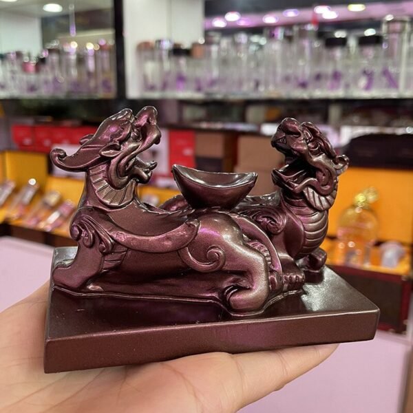 Double Feng Shui Mythical Beast Pixiu Statue Resin Carfts Crystal Ball Display Stand Base Home Office Mascot Good Luck Ornaments