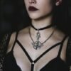 Double Layer Necklace with Ankh Charm Velvet Choker and Isis Necklace