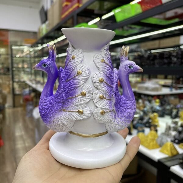 Double Peacock Resin Figurine Statue Sculpture Crystal Ball Base Sphere Display Stand Office Home Decoration Perfect Gift