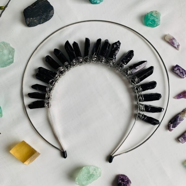 Dress up raw crystal crown quartz headband double tiara crown theme party headdress Wicca accessories