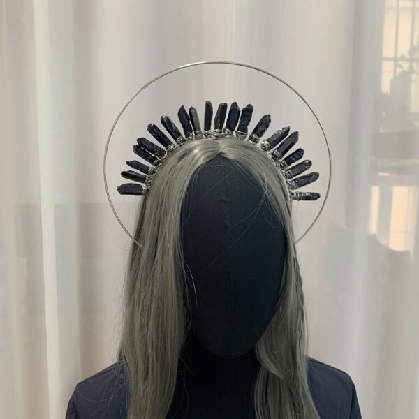 Dress up raw crystal crown quartz headband double tiara crown theme party headdress Wicca accessories