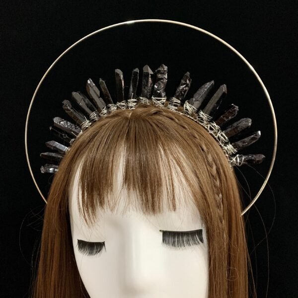 Dress up raw crystal crown quartz headband double tiara crown theme party headdress Wicca accessories