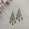 Dried Flower Handmade Resin Earrings,Fern Arrowhead with Silver plated Pinecones