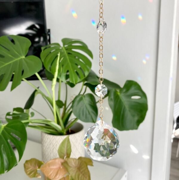 Dripping Gem Gold Crystal Suncatcher, Rainbow Maker, Window Hanging