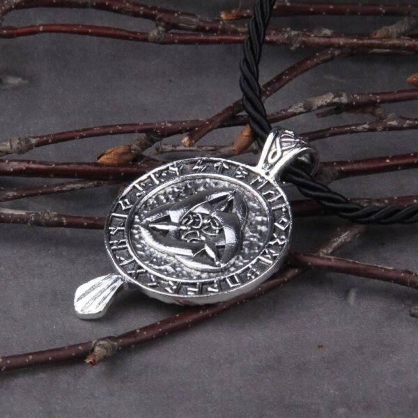 Antiquing Double sided Rune Norse Talisman Viking Raven Pendant Black Bird Celt Crow Necklace Men Pendant Jewelry