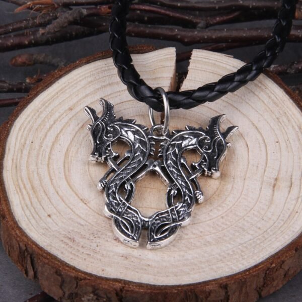 Double Dragon Retro Necklace Slavic Viking Antique Handmade Norse Pendants&Necklaces Charm Metal Choker