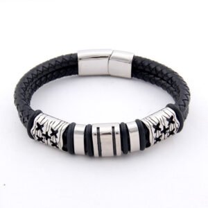 Dropshipping-Fashion-316L-Stainless-Steel-Genuine-Braided-Leather-Bracelets-Bangles-Male-Vintage-Wristband-For-Men-Jewelry Viking Magic~Fashion 316L Stainless Steel Genuine Braided Leather Bracelets & Bangles Male Vintage Wristband For Men Jewelry